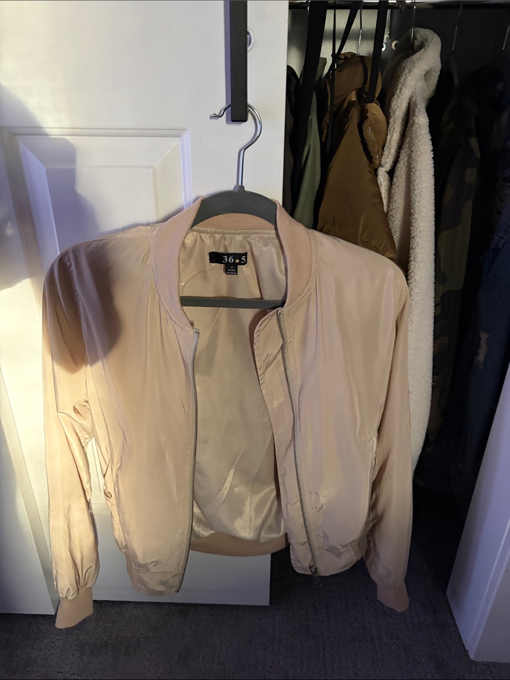 Pale Pink Bomber Jacket - Lightweight Women's Coat